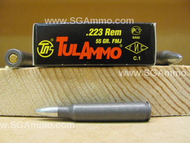 1000 Round Case - 223 Rem 55 Grain FMJ Steel Case Tulammo Ammunition TA223550 